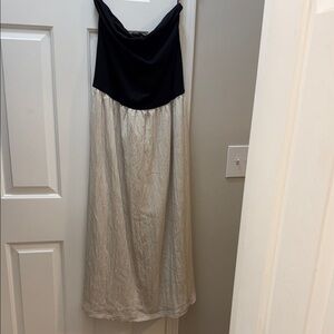 LOFT Strapless Black and Silver Maxi Dress